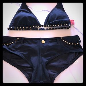 Red Carter black and gold swimsuit